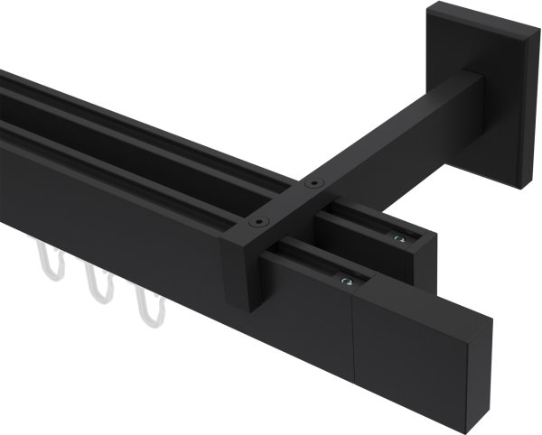 Innenlauf Gardinenstange Aluminium / Metall eckig 14x35 mm 2-läufig SMARTLINE - Lox Schwarz (WA lang) 100 cm