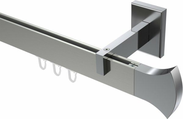 Innenlauf Gardinenstange Aluminium / Metall eckig 14x35 mm SMARTLINE - Conex Edelstahl-Optik / Chrom 100 cm