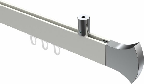 Innenlauf Gardinenstange Deckenmontage Aluminium / Metall eckig 14x35 mm SONIUS - Conex Weiß / Chrom 120 cm