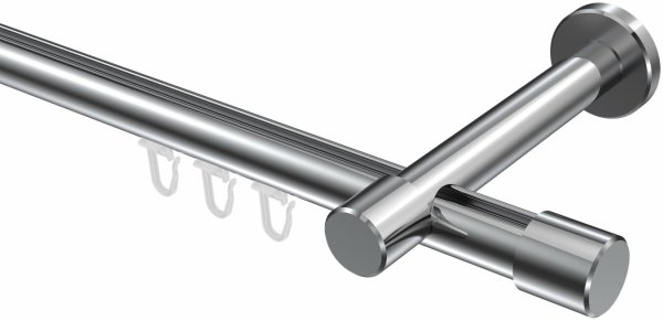 Innenlauf Gardinenstange Aluminium / Metall 20 mm Ø PRESTIGE - Santo Chrom 400 cm (2 x 200 cm)