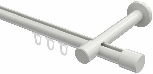 Innenlauf Gardinenstange Aluminium / Metall 20 mm Ø PRESTIGE - Santo Weiß 400 cm (2 x 200 cm)