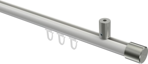 Innenlauf Gardinenstange Aluminium / Metall 20 mm Ø SONIUS - Santo Weiß / Edelstahl-Optik 100 cm