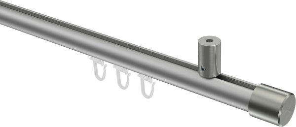 Innenlauf Gardinenstange Aluminium / Metall 20 mm Ø SONIUS - Santo Silbergrau / Edelstahl-Optik 100 cm