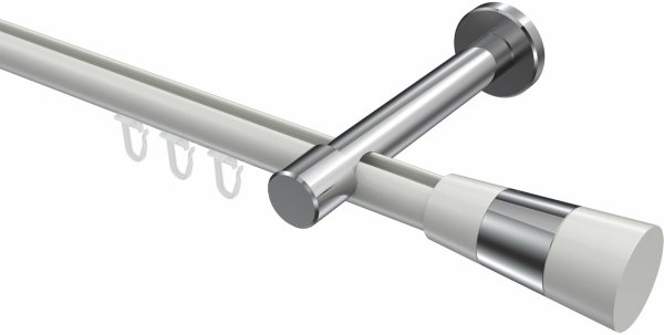 Innenlauf Gardinenstange Aluminium / Metall 20 mm Ø PRESTIGE - Tanara Weiß / Chrom 480 cm (2 x 240 cm)