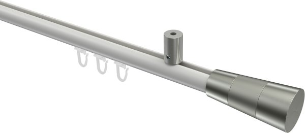 Innenlauf Gardinenstange Aluminium / Metall 20 mm Ø SONIUS - Tanara Weiß / Edelstahl-Optik 100 cm