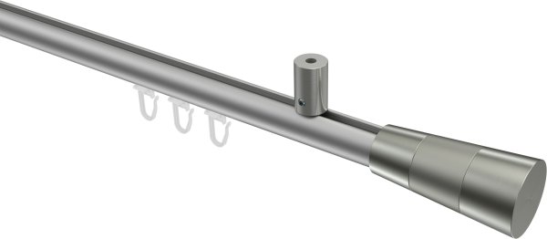 Innenlauf Gardinenstange Aluminium / Metall 20 mm Ø SONIUS - Tanara Silbergrau / Edelstahl-Optik 100 cm