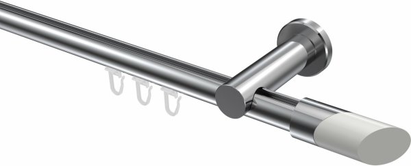 Innenlauf Gardinenstange Aluminium / Metall 20 mm Ø PLATON - Verano Chrom 600 cm (3 x 200 cm)