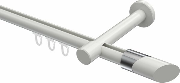 Innenlauf Gardinenstange Aluminium / Metall 20 mm Ø PRESTIGE - Verano Weiß 120 cm