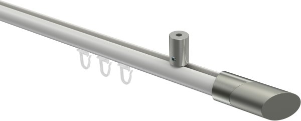 Innenlauf Gardinenstange Aluminium / Metall 20 mm Ø SONIUS - Verano Weiß / Edelstahl-Optik 100 cm