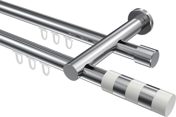 Innenlauf Gardinenstange Aluminium / Metall 20 mm Ø 2-läufig PLATON - Mavell Chrom 320 cm (2 x 160 cm)