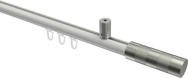 Innenlauf Gardinenstange Aluminium / Metall 20 mm Ø SONIUS - Mavell Weiß / Edelstahl-Optik 100 cm