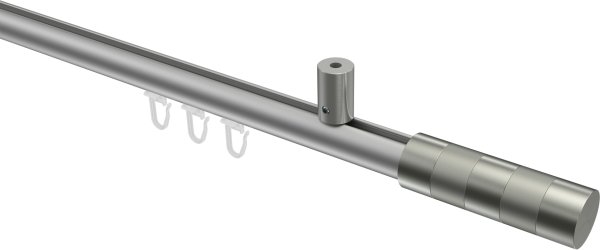 Innenlauf Gardinenstange Aluminium / Metall 20 mm Ø SONIUS - Mavell Silbergrau / Edelstahl-Optik 100 cm