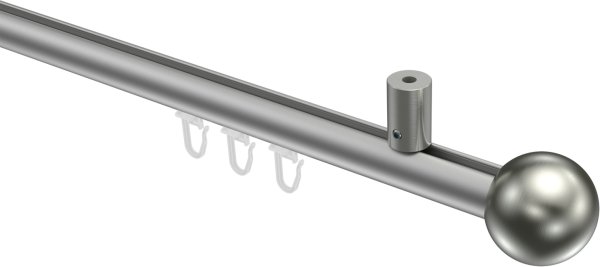 Innenlauf Gardinenstange Aluminium / Metall 20 mm Ø SONIUS - Luino Silbergrau / Edelstahl-Optik 100 cm