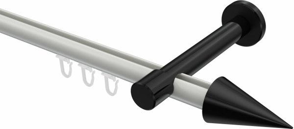 Innenlauf Gardinenstange Aluminium / Metall 20 mm Ø PRESTIGE - Savio Weiß / Schwarz 100 cm