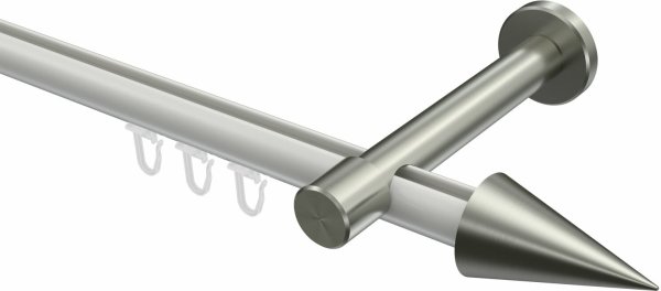 Innenlauf Gardinenstange Aluminium / Metall 20 mm Ø PRESTIGE - Savio Weiß / Edelstahl-Optik 100 cm