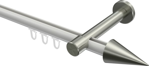 Innenlauf Gardinenstange Aluminium / Metall 20 mm Ø PRESTIGE - Savio Weiß / Edelstahl-Optik 100 cm