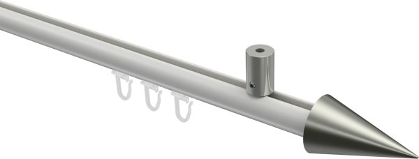 Innenlauf Gardinenstange Aluminium / Metall 20 mm Ø SONIUS - Savio Weiß / Edelstahl-Optik 100 cm