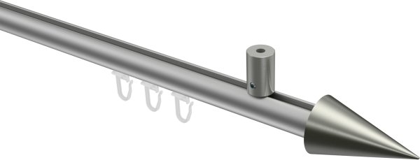 Innenlauf Gardinenstange Aluminium / Metall 20 mm Ø SONIUS - Savio Silbergrau / Edelstahl-Optik 100 cm