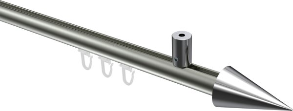 Innenlauf Gardinenstange Aluminium / Metall 20 mm Ø SONIUS - Savio Edelstahl-Optik / Chrom 100 cm