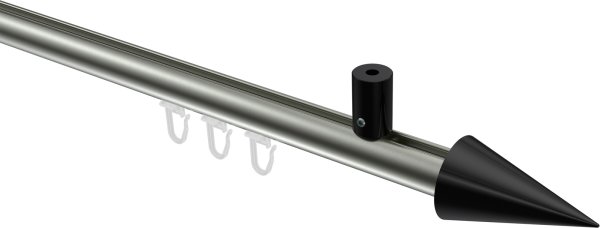 Innenlauf Gardinenstange Aluminium / Metall 20 mm Ø SONIUS - Savio Edelstahl-Optik / Schwarz 100 cm