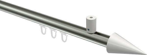 Innenlauf Gardinenstange Aluminium / Metall 20 mm Ø SONIUS - Savio Edelstahl-Optik / Weiß 100 cm