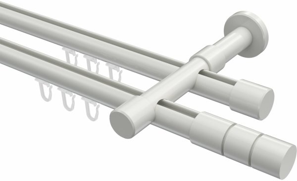 Innenlauf Gardinenstange Aluminium / Metall 20 mm Ø 2-läufig PRESTIGE - Elanto Weiß 100 cm