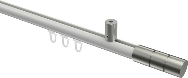 Innenlauf Gardinenstange Aluminium / Metall 20 mm Ø SONIUS - Elanto Weiß / Edelstahl-Optik 100 cm