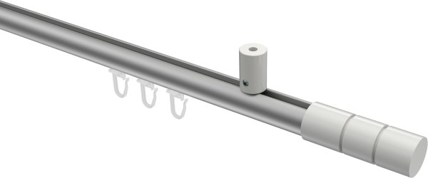 Innenlauf Gardinenstange Aluminium / Metall 20 mm Ø SONIUS - Elanto Silbergrau / Weiß 100 cm