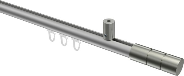 Innenlauf Gardinenstange Aluminium / Metall 20 mm Ø SONIUS - Elanto Silbergrau / Edelstahl-Optik 100 cm