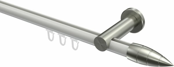 Innenlauf Gardinenstange Aluminium / Metall 20 mm Ø PLATON - Samanto Weiß / Edelstahl-Optik 100 cm