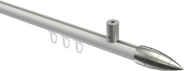 Innenlauf Gardinenstange Aluminium / Metall 20 mm Ø SONIUS - Samanto Weiß / Edelstahl-Optik 100 cm