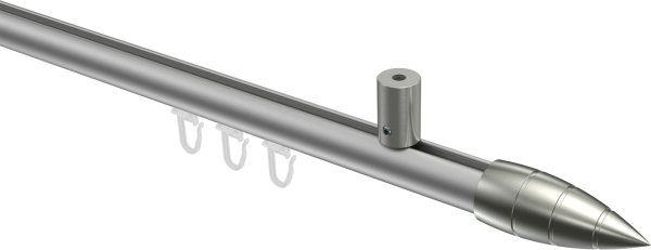 Innenlauf Gardinenstange Aluminium / Metall 20 mm Ø SONIUS - Samanto Silbergrau / Edelstahl-Optik 100 cm