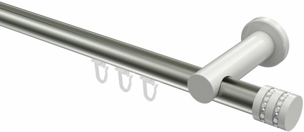 Innenlauf Gardinenstange Aluminium / Metall 20 mm Ø PLATON - Estana Edelstahl-Optik / Weiß 100 cm