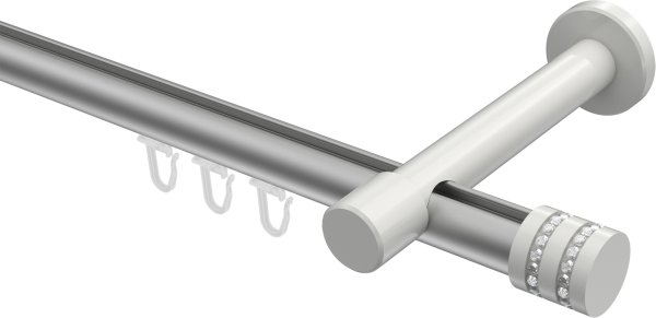 Innenlauf Gardinenstange Aluminium / Metall 20 mm Ø PRESTIGE - Estana Silbergrau / Weiß 100 cm