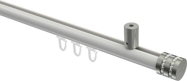 Innenlauf Gardinenstange Aluminium / Metall 20 mm Ø SONIUS - Estana Weiß / Edelstahl-Optik 100 cm