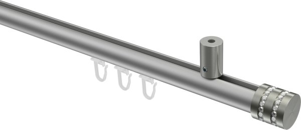 Innenlauf Gardinenstange Aluminium / Metall 20 mm Ø SONIUS - Estana Silbergrau / Edelstahl-Optik 100 cm