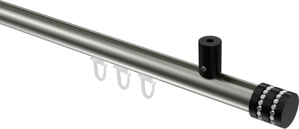 Innenlauf Gardinenstange Aluminium / Metall 20 mm Ø SONIUS - Estana Edelstahl-Optik / Schwarz 100 cm