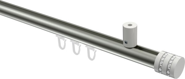 Innenlauf Gardinenstange Aluminium / Metall 20 mm Ø SONIUS - Estana Edelstahl-Optik / Weiß 100 cm