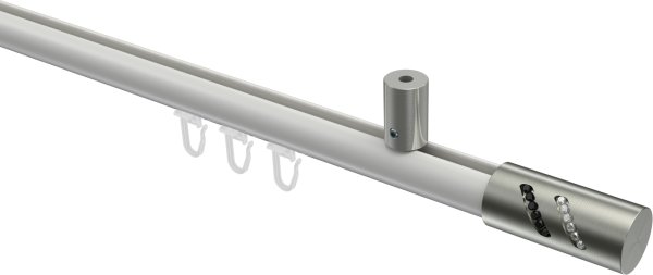 Innenlauf Gardinenstange Aluminium / Metall 20 mm Ø SONIUS - Zoena Weiß / Edelstahl-Optik 100 cm