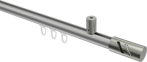 Innenlauf Gardinenstange Aluminium / Metall 20 mm Ø SONIUS - Zoena Silbergrau / Edelstahl-Optik 100 cm