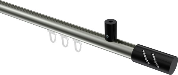 Innenlauf Gardinenstange Aluminium / Metall 20 mm Ø SONIUS - Zoena Edelstahl-Optik / Schwarz 100 cm