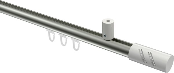 Innenlauf Gardinenstange Aluminium / Metall 20 mm Ø SONIUS - Zoena Edelstahl-Optik / Weiß 100 cm