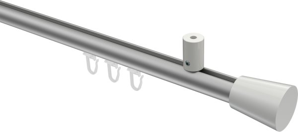 Innenlauf Gardinenstange Aluminium / Metall 20 mm Ø SONIUS - Sitra Silbergrau / Weiß 100 cm