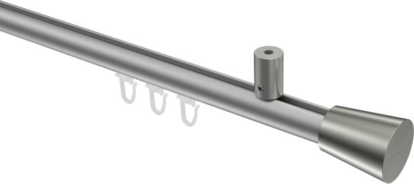 Innenlauf Gardinenstange Aluminium / Metall 20 mm Ø SONIUS - Sitra Silbergrau / Edelstahl-Optik 100 cm