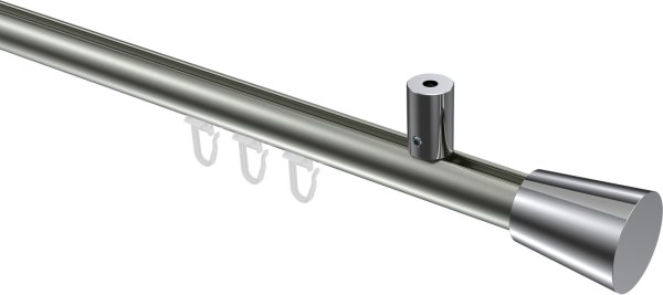 Innenlauf Gardinenstange Aluminium / Metall 20 mm Ø SONIUS - Sitra Edelstahl-Optik / Chrom 100 cm