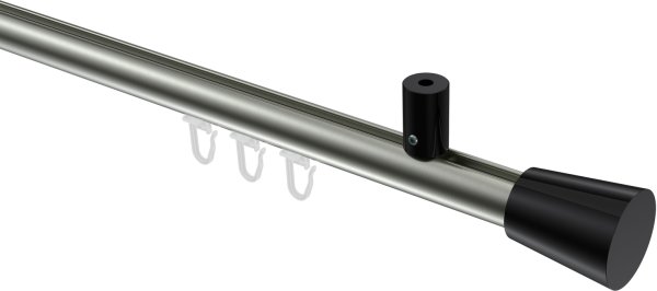 Innenlauf Gardinenstange Aluminium / Metall 20 mm Ø SONIUS - Sitra Edelstahl-Optik / Schwarz 100 cm