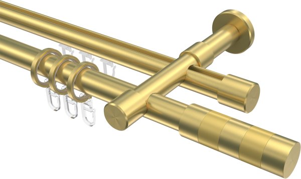 Rundrohr-Innenlauf Gardinenstange Messing-Optik 20 mm Ø 2-läufig PRESTIGE - Mavell 100 cm
