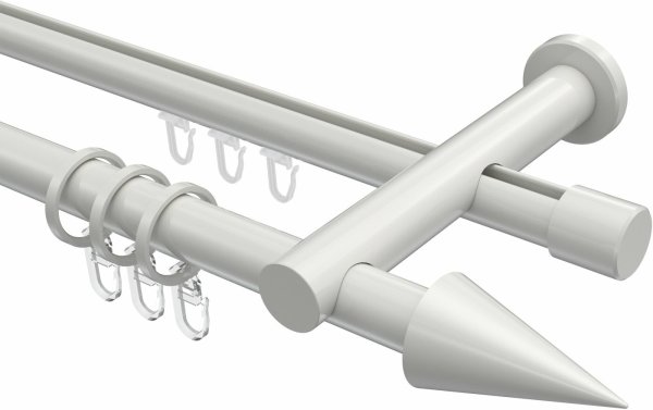 Rundrohr-Innenlauf Gardinenstange Aluminium / Metall 20 mm Ø 2-läufig PLATON - Savio Weiß 200 cm