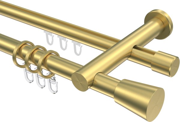 Rundrohr-Innenlauf Gardinenstange Messing-Optik 20 mm Ø 2-läufig PLATON - Sitra 100 cm