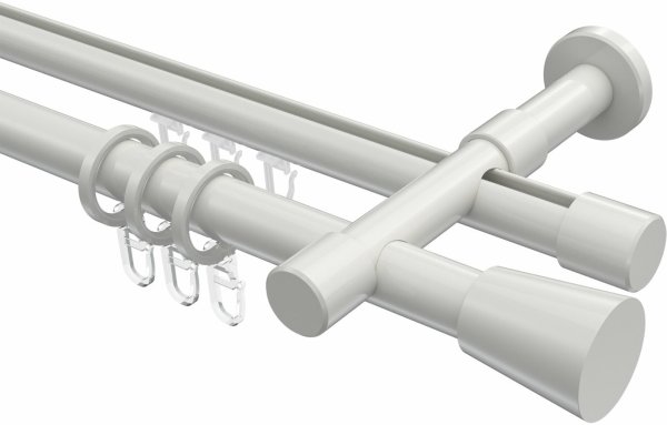 Rundrohr-Innenlauf Gardinenstange Aluminium / Metall 20 mm Ø 2-läufig PRESTIGE - Sitra Weiß 100 cm